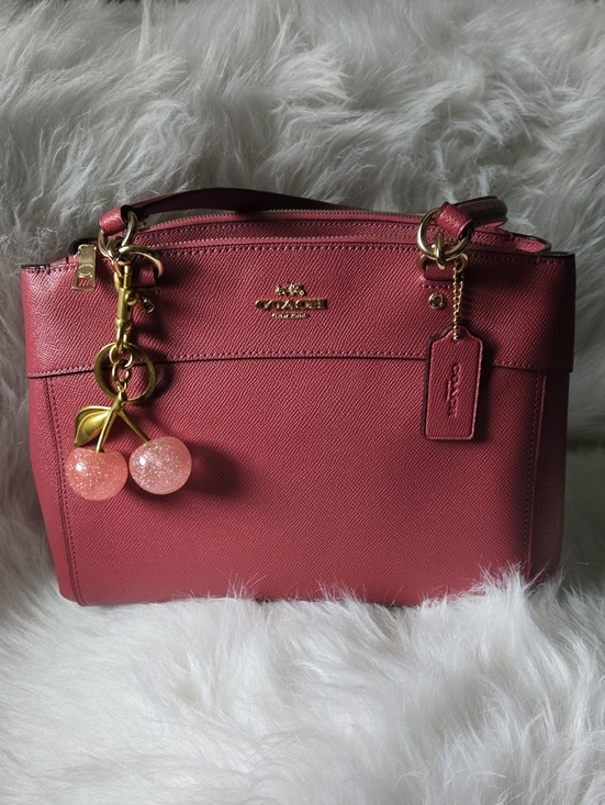 Coach Handbags - Coach Pink Leather Satchel with Cherry Charm